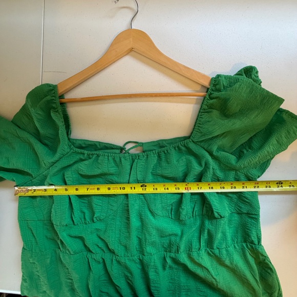 Addition Elle Green Maxi Tiered Lace-Up Peasant Dress Party Stretch size 3X - Picture 15 of 16